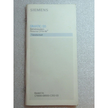 Siemens C79000-B8500-C352-03 Operating system Personal CP/M-86 Table book