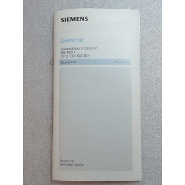 Siemens 6ES5997-8MA11 Manual for automation device S5-100U CPU