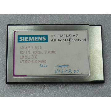 Siemens Sinumerik 840 D NCU 572 6FC5250-3AX20-5AH0 Single license PCMCIA Standard