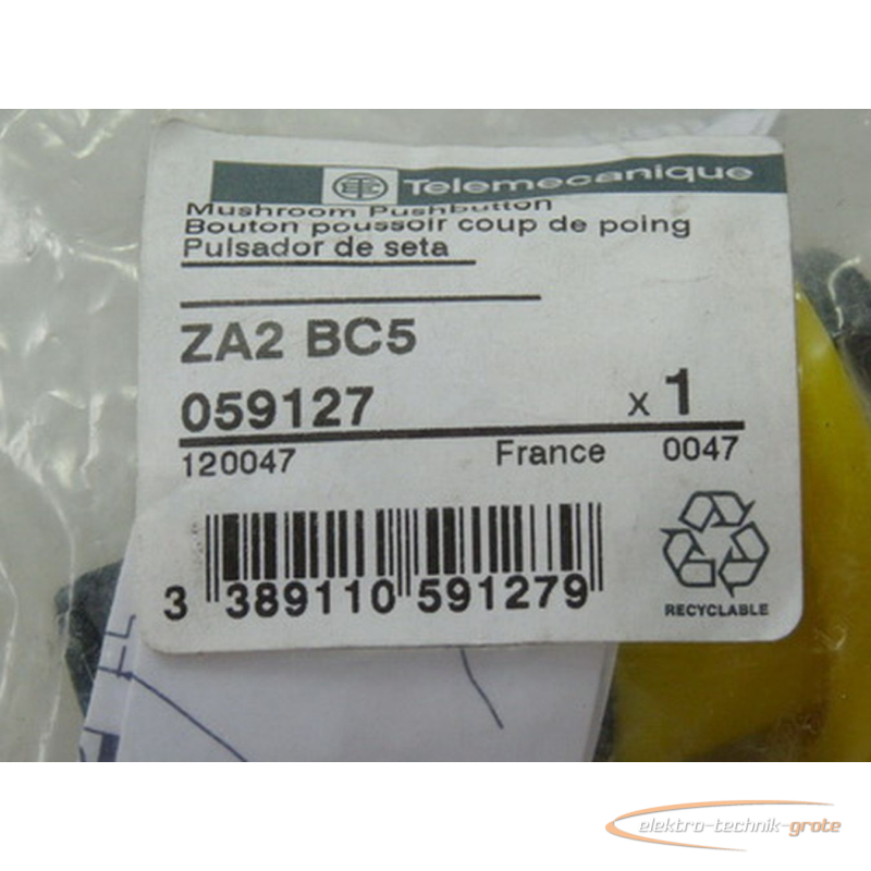 Telemecanique Pilzdrucktaster gelb ZA2-BC5 ungebraucht in Originalverpackung 