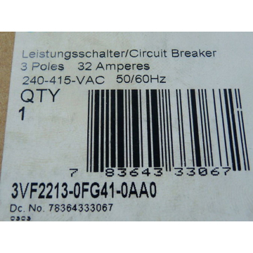 Siemens 3VF2213-0FG41-0AA0 Circuit breaker 32 A unused in open OVP