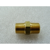 Legris 0121 14 13 Double and reduction nipple C1 : NPT1/4 - C2 : R1/4 for connecting two male threaded fittings unused PU 75 pcs