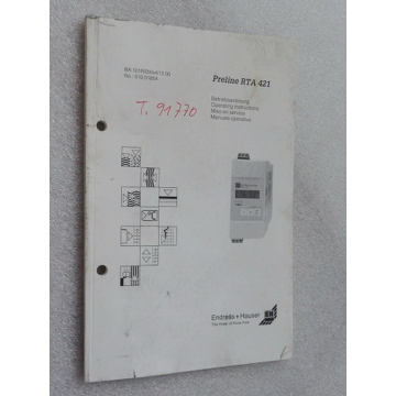 Endress & Hauser Preline RTA 421 Limit Value Switches Operating Instructions Documentation Status 2000