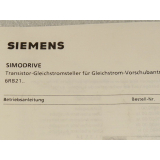 Siemens 6RB21 .. Simodrive Transistor Gleichstromsteller für Gleichstrom Vorschubantriebe Betriebsanleitung
