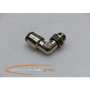 Pneumatic Steckfix elbow fitting, chrome-plated brass, swiveling for 6-part hose, external thread G 1/8 inch
