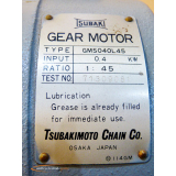 Tsubaki GMS040L45 Geared motor 1:45 - unused! -