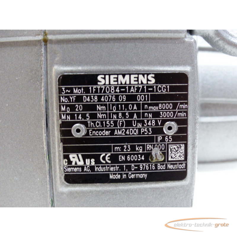 Siemens 1ft7084 1af71 1cg1 Synchronmotor 1 947 49