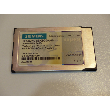 Siemens Sinumerik 840D Technology PC-Card 6FC5270-6BX30-3AH0 SN T-ROAB00256