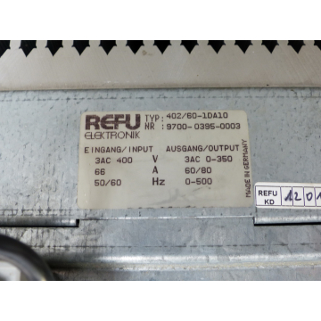 Refu 402 / 60-1DA10 Frequency converter SN:9700-0395-0003 - overhauled! -