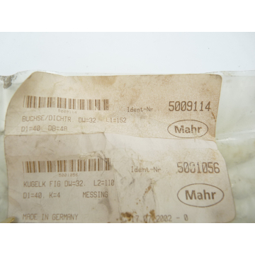 Mahr socket / seal ID no.: 5009114 Ball joint FIG ID no.: 5001056