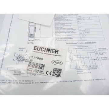 Euchner 111696 Y-Verteiler M12 mit Anschlusskabel > ungebraucht! <