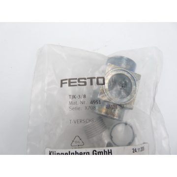 Festo TJK-3/8 Mat No. 4951 T-fitting > unused! <