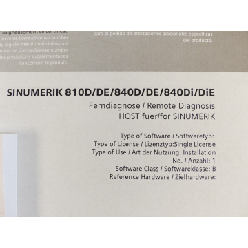 Siemens 6FC5260-6FX08-1AG0 Software license - unused!