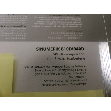 Siemens 6FC5251-0AA14-0AA0 Softwarelinenz > ungebraucht! <