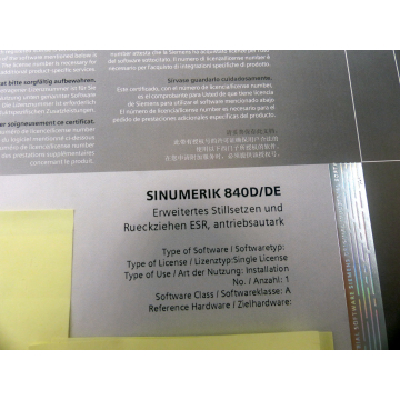 Siemens 6FC5250-0AE01-0AA0 Softwarelinenz > ungebraucht! <