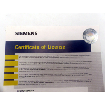Siemens 6FC5150-0AC11-0AA0 Software linence > unused! <