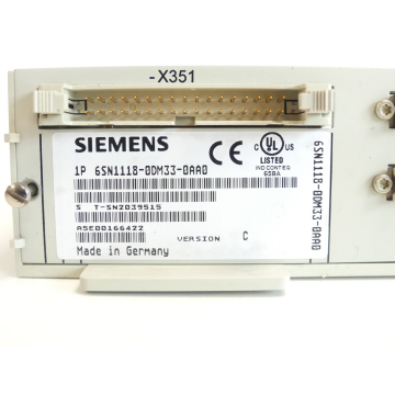 Siemens 6SN1118-0DM33-0AA0 Control plug-in unit Version C SN:T-SN2039515