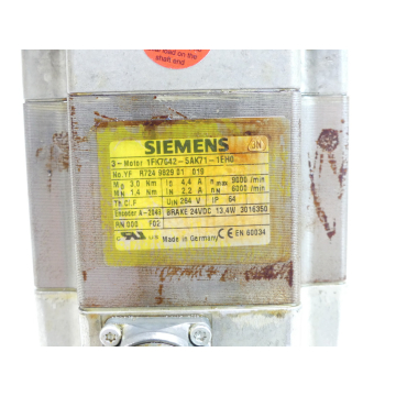 Siemens 1FK7042-5AK71-1EH0 Synchronservomotor SNYFR724982901019