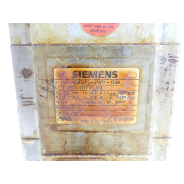 Siemens 1FK7042-5AK71-1EG0 Synchronous servo motor SN:YFR724982001024