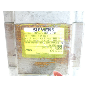 Siemens 1FK7042-5AK71-1EG0 Synchronservomotor SN:YFVN48244601003