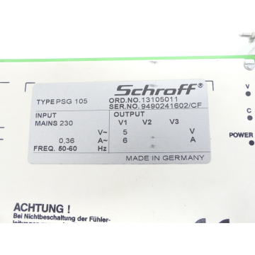 Schroff PSG 105 Power supply unit SN:9490241602/CF