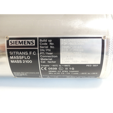 Siemens SITRANS F C MASSFLOW MASS 2100 FDK: 083L2551 SN:288571N104