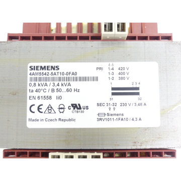 Siemens 4AM5542-5AT10-0FA0 Transformer SN:JTA142580