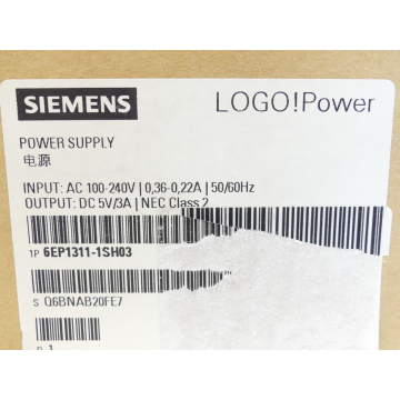 Siemens 6EP1311-1SH03 Power Supply LOGO!Power - unused!