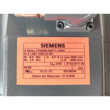 Siemens 1FK6060-6AF71-1EG0 SN:ELN87328502001 - with 12 months warranty!