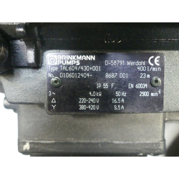 Brinkmann TAL 604 / 430 + 001 Tauchpumpe 400 L / min   > ungebraucht! <