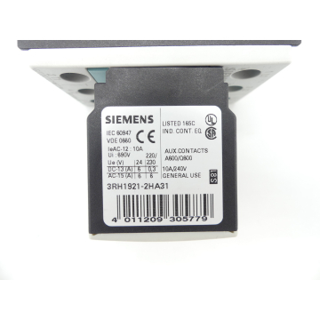 Siemens 3RT1024-1B..0 + 3RH1921-2HA31 Schütz