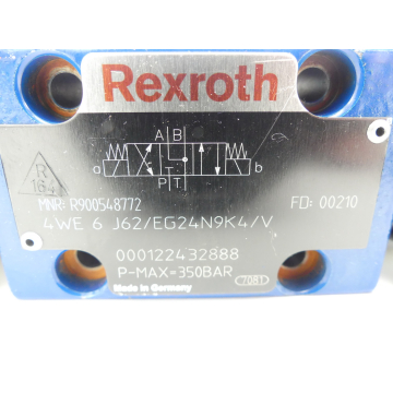 Rexroth 4 WE 6 J62/EG24N9K4/V MNR: R900548772 Ventil + R900021389 24VDC Spule