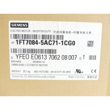 Siemens 1FT7084-5AC71-1CG0 Synchronmotor SN:YFE0E0613706208007 - ungebraucht! -