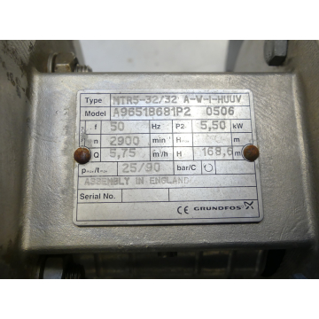 Grundfoss MTR5-32 / 32 A-W-I-HUUV Tauchpumpe Model: A96518681P2 0506