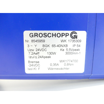 Groschopp WK 1735309 Motor mit Bremse WK1774700 + VE31-K-R-31 SN:8545959