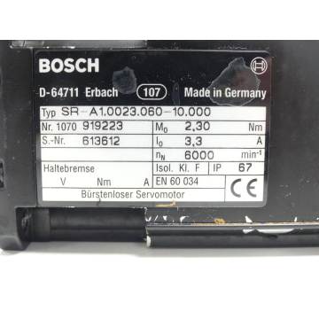 Bosch SR-A1.0023.060-10.000 Servomotor 1070 919223 SN:613612