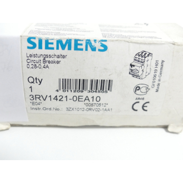 Siemens 3RV1421-0EA10 Leistungsschalter 0,28 - 0,4 A - ungebraucht! -