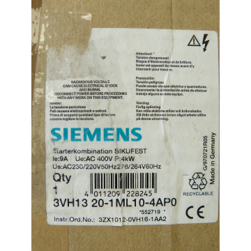 Siemens 3VH1320-1ML10-4AP0 Starterkombination   - ungebraucht! -