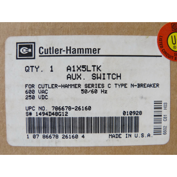 Cutler-Hammer A1X5LTK  Aux. Switch for Series C Type N-Breaker  - ungebraucht!