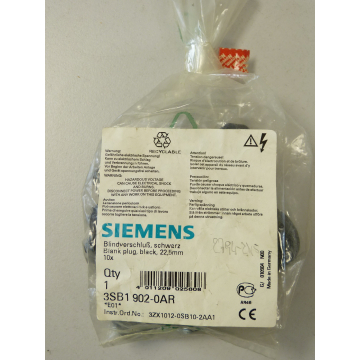Siemens 3SB1902-0AR Blindverschluß schwarz VPE = 10 St.   - ungebraucht! -