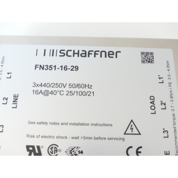Schaffner FN351-16-29 Spannungsversorgungsleitungsfilter 3x440/250V -unge.!-