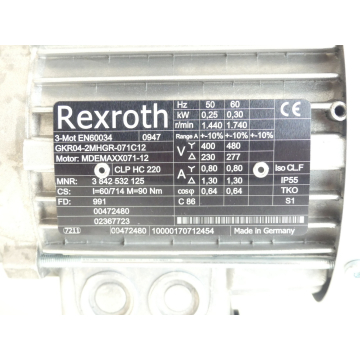 Rexroth MDEMAXX071-12 + GKR04-2MHGR-071C12  MNR: 3 842 532 125 SN:170712454
