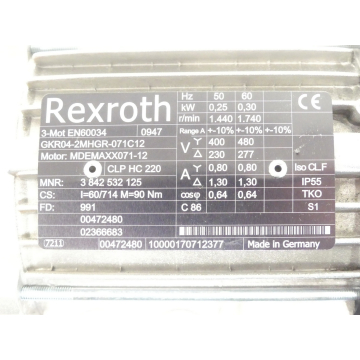 Rexroth MDEMAXX071-12 + GKR04-2MHGR-071C12  MNR: 3 842 532 125 SN:170712377