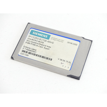 Siemens 6FC5250-6CY30-4AH0 NCU-Systemsoftware 6 Axes 8 MB PCMCIA SN:T-R9AB00601